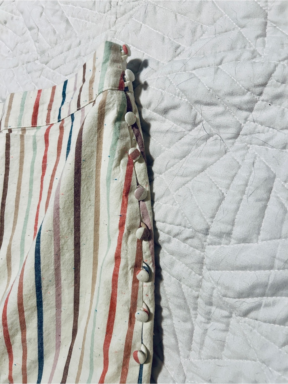 madewell cotton striped midi skirt with buttons - Picture 3 of 4